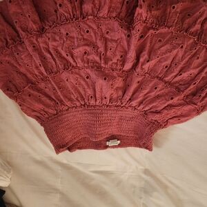 American Eagle Outfitters Rose Smocked Eyelet Top